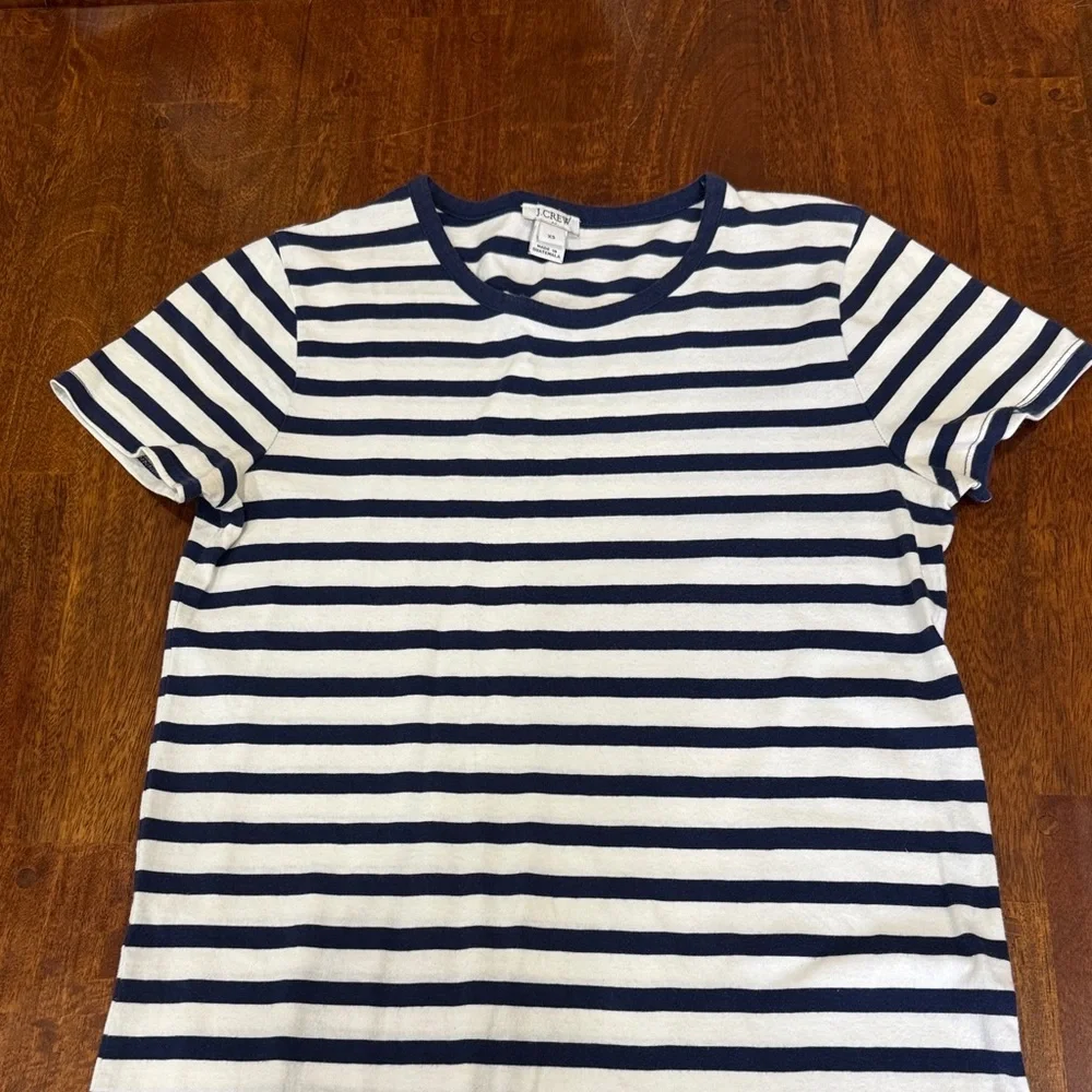J. Crew Striped Navy and White Dress
